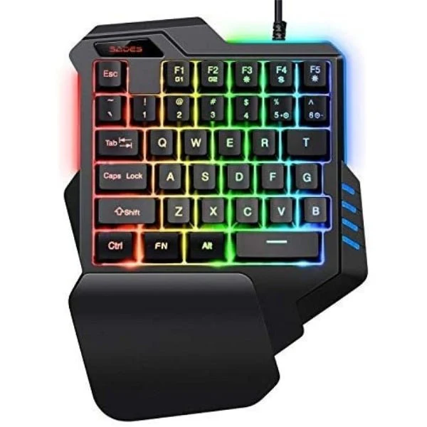 سيداس ريفلوفر TS-36 كمبيوتر الألعاب بيد واحدة مع إضاءة RGB ملونة - لوحة مفاتيح ألعاب ملونة بيد واحدة